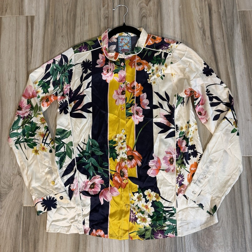 Johnny Was Andrea silk blouse Womens Size XS Mixed Print Boho Classic Eclectic - Picture 5 of 9